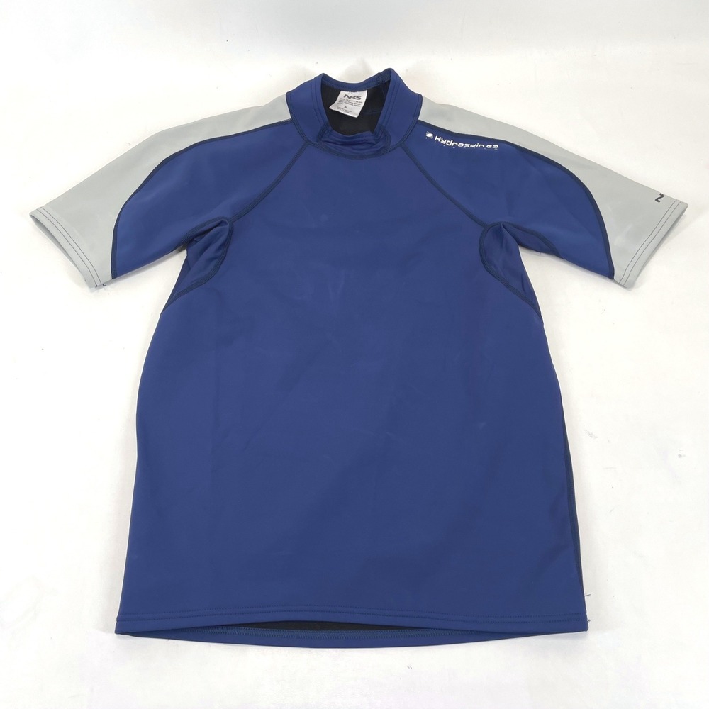NRS Hydroskin 0.5 Titanium Rash Guard Mens XL Blue Short Sleeve Paddling Top